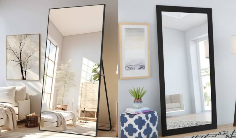 24x71 Black Full Length Floor Mirror for Modern Homes