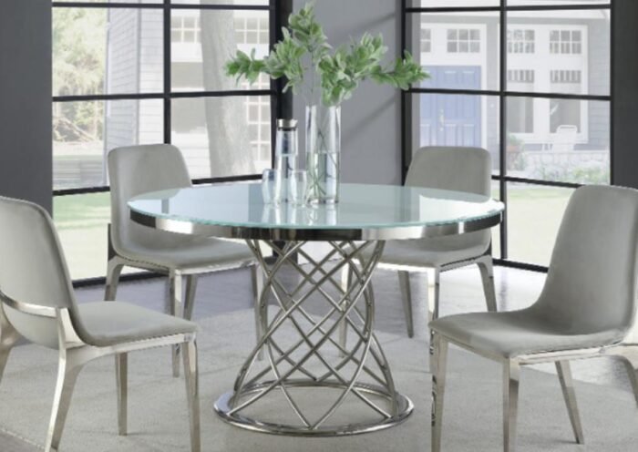 Sunjoy 5 Piece Aluminum Lattice Dining Set in White