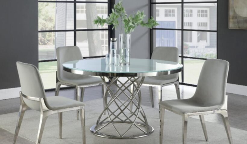 Sunjoy 5 Piece Aluminum Lattice Dining Set in White